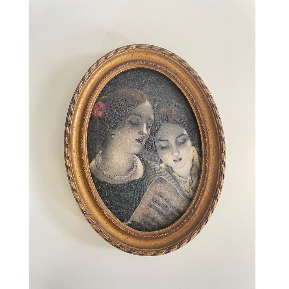 Antique Lithophane Framed The Duet by James Sant